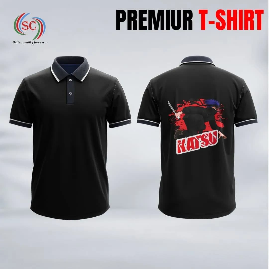 Premium Black Polo T-Shirt – Urban Printed Fashion Style