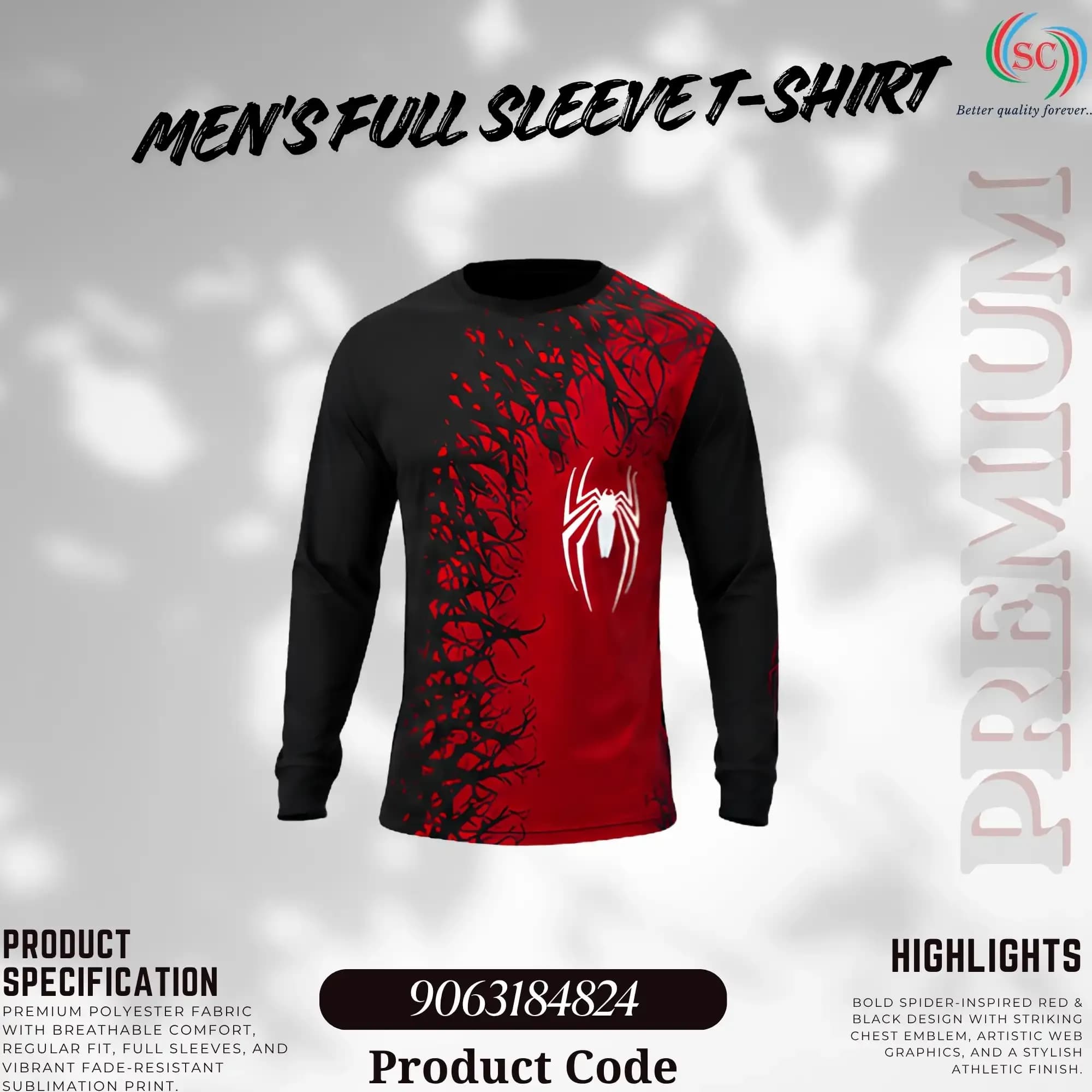Spider Venom Premium Red & Black Full Sleeve T-Shirt thumbnail 2